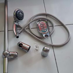 Hand Shower Dinding + Tiang | Stainless Selang Panjang